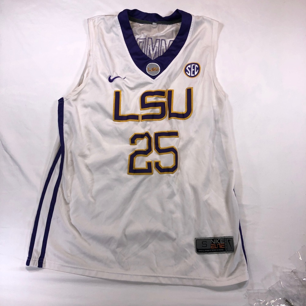 Nike Elite LSU Tigers Ben Simmons 25 Basketball Jersey White Purple Small